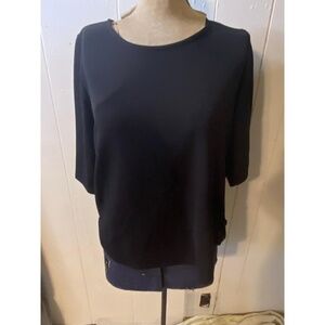 Barill XL 3/4 sleeve Black blouse with lace accents.
